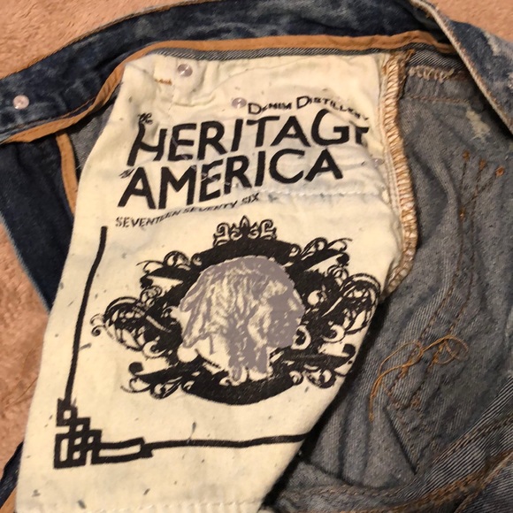 Heritage America flawless 36 x 32 Distressed denim Blue Jeans shredded flawless - Picture 3 of 8